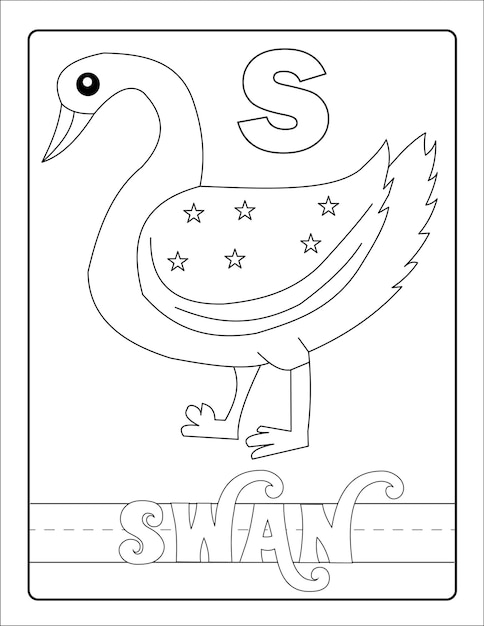 Alphabet learning with birds and name coloring page