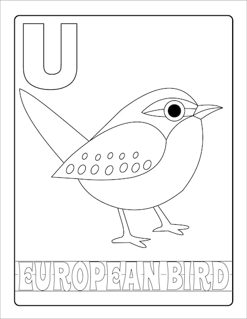 Alphabet learning with birds and name coloring page