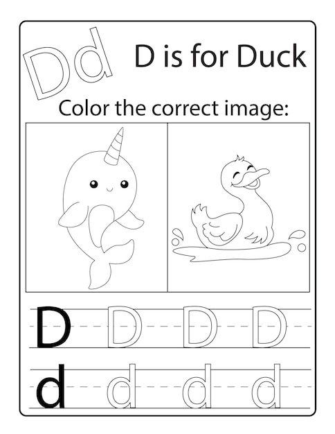 Alphabet learning and writing with cute animal coloring and activity book