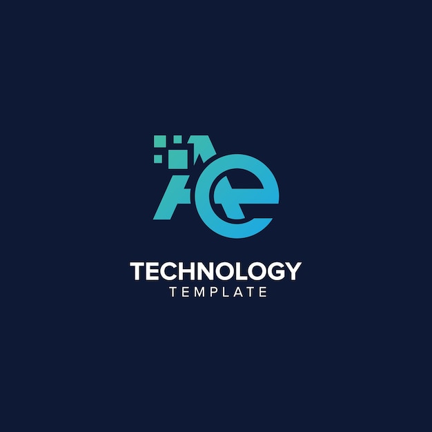 Vector alphabet letter ae ea technology logo design pixel element