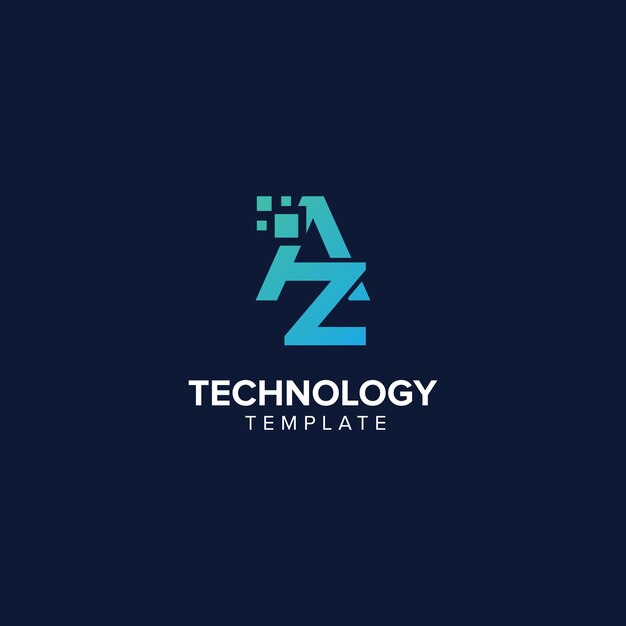 Vector alphabet letter az za technology logo design pixel element