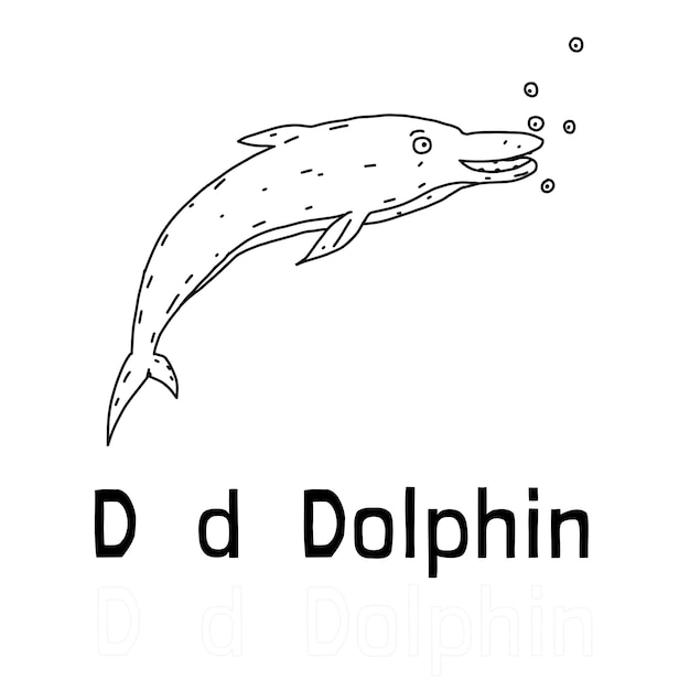 Alphabet letter d for dolphin coloring page coloring animal illustration