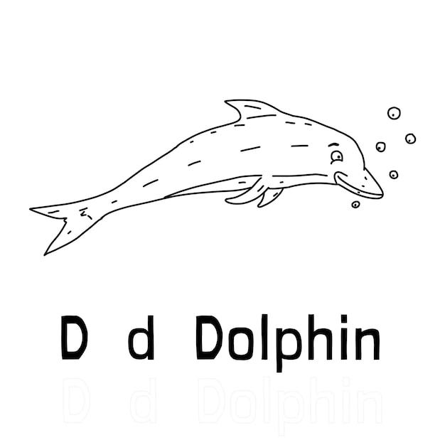 Alphabet letter d for dolphin coloring page coloring animal illustration