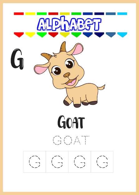 Alphabet letter g is goat page cute goat