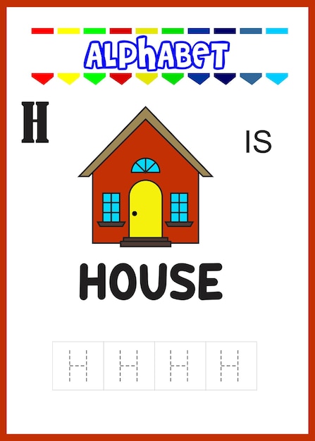 Alphabet letter h is for house. fun house.