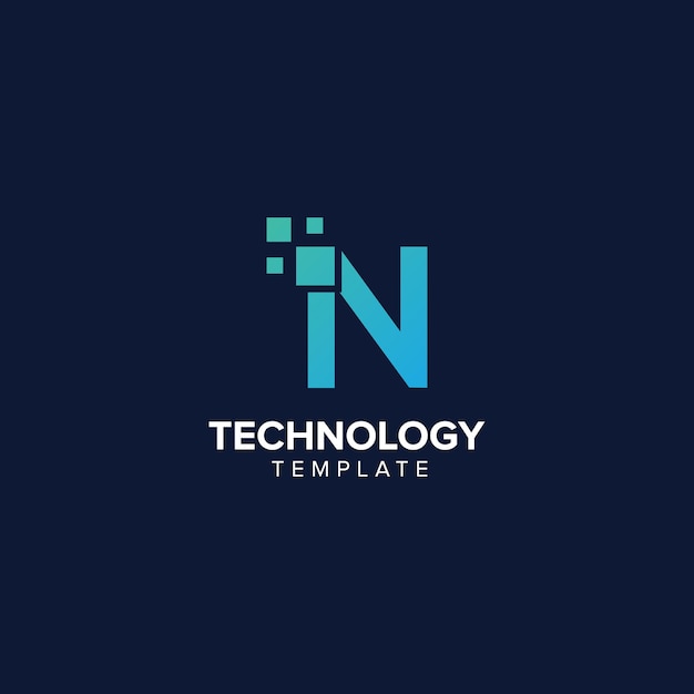 Vector alphabet letter n technology logo design pixel element