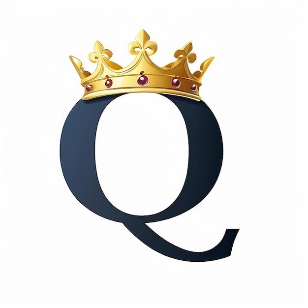 Alphabet Letter Q Logo with golden crown in elegant design