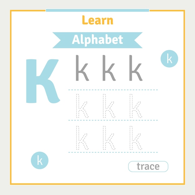 Alphabet letter tracing worksheet for kids preschool illustration learning activity for kindergarten