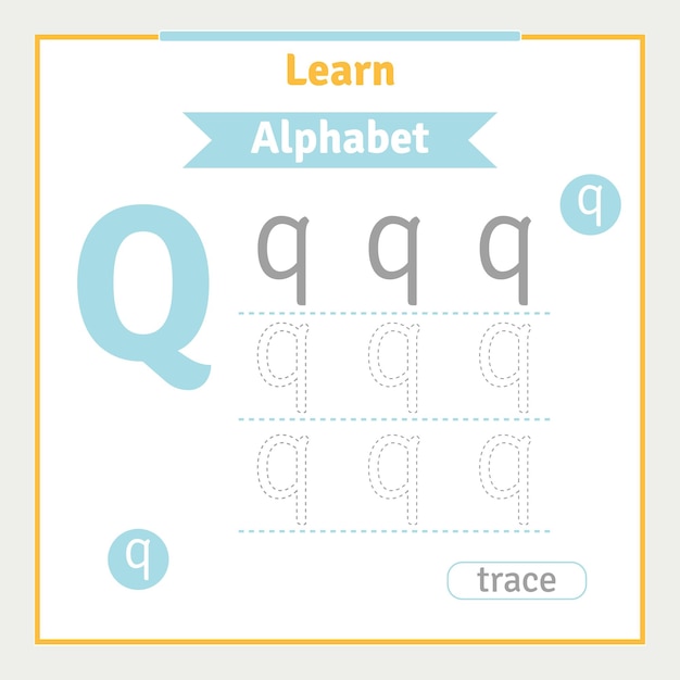 Alphabet letter tracing worksheet for kids preschool illustration learning activity for kindergarten