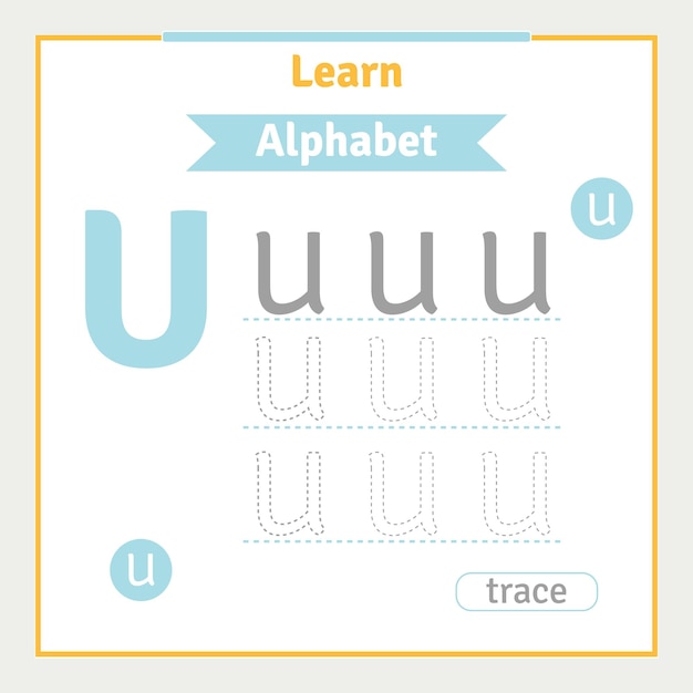 Alphabet letter tracing worksheet for kids preschool illustration learning activity for kindergarten