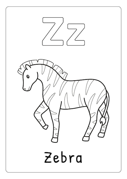 Alphabet letter Z for zebra coloring page for kids