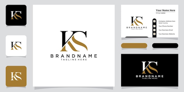 Alphabet letters Initials Monogram logo KS with business card design Premium Vector