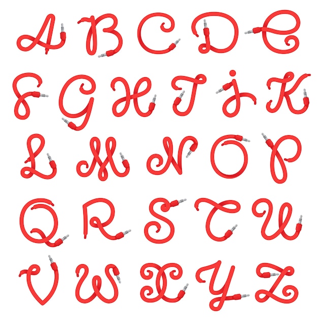 Alphabet letters logo formed by jack cable.