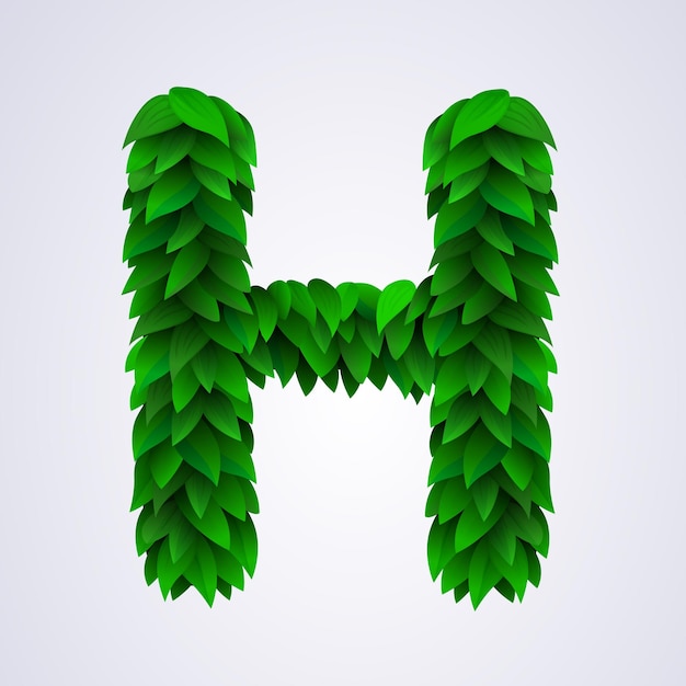 Alphabet letters made from fresh green leafs Letter H