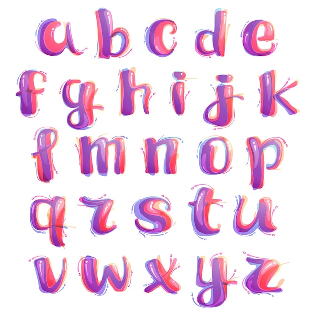 Alphabet logos made of watercolor splashes. Color overlay style.