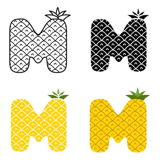 Alphabet M in flat style isolated