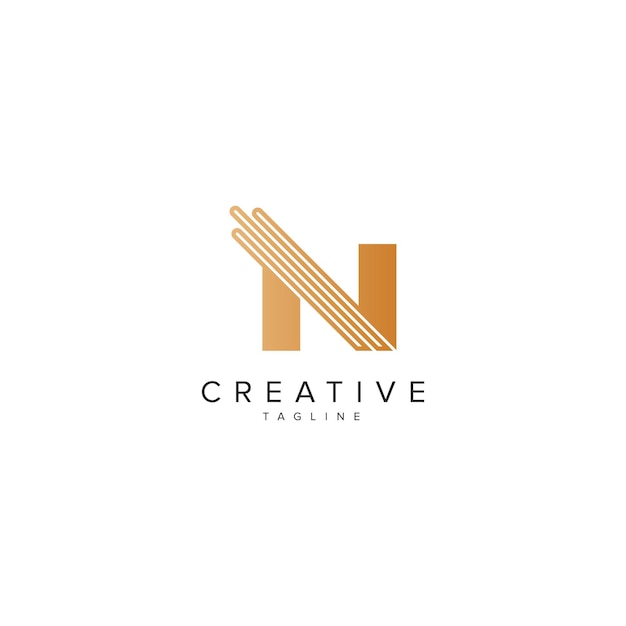 Alphabet N letter modern luxury style line logo vector element