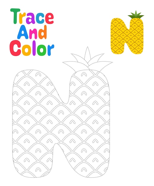 Alphabet N tracing worksheet for kids