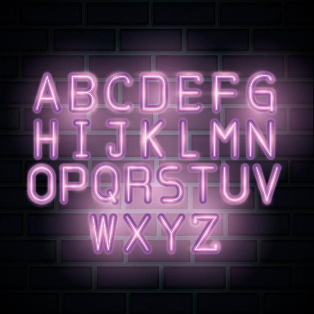 alphabet neon label icon