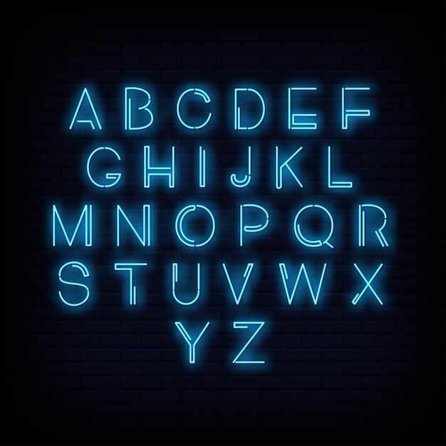 alphabet neon sign vector