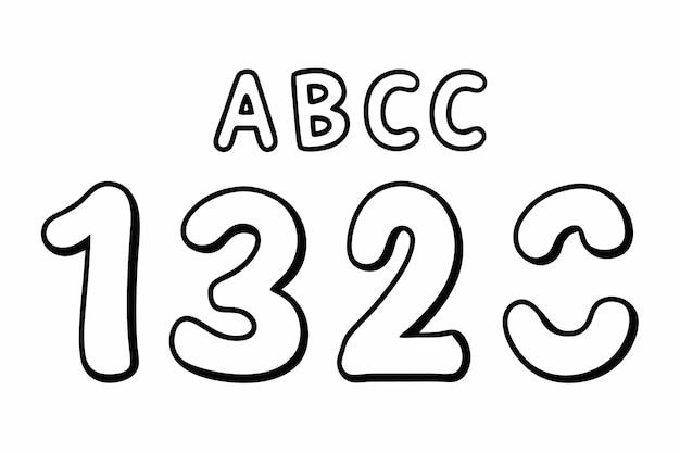 Vector alphabet and numbers abcs and 123s in fun fonts vector illustration cartoon clipart