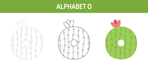 Alphabet O tracing and coloring worksheet for kids