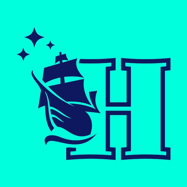 Alphabet Old Sail Boat H Logo