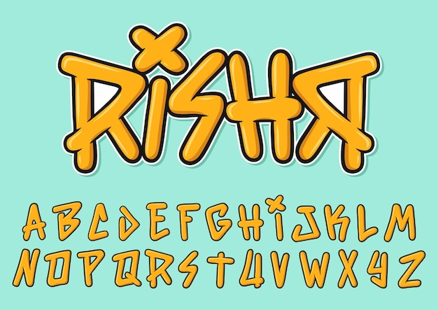 Alphabet Pop Punk Graffiti Cartoon vector Illustration