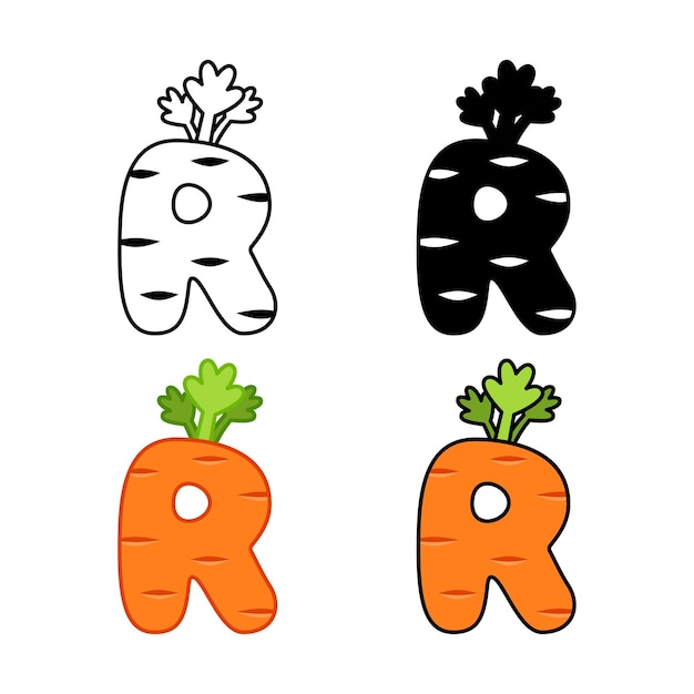 Alphabet R in flat style isolated