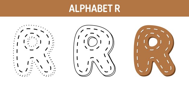 Alphabet R tracing and coloring worksheet for kids