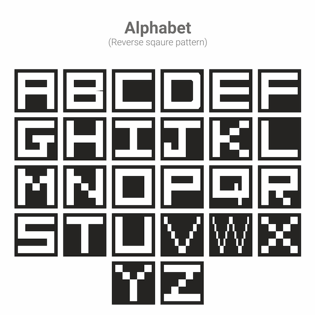 Alphabet Reverse Square Design 2023 Vector Adobe illustrator