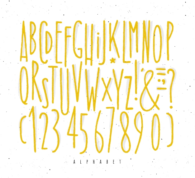 Alphabet straight yellow lines font