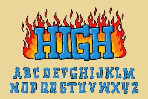 Alphabet Street Fire Graffiti text vector Letters