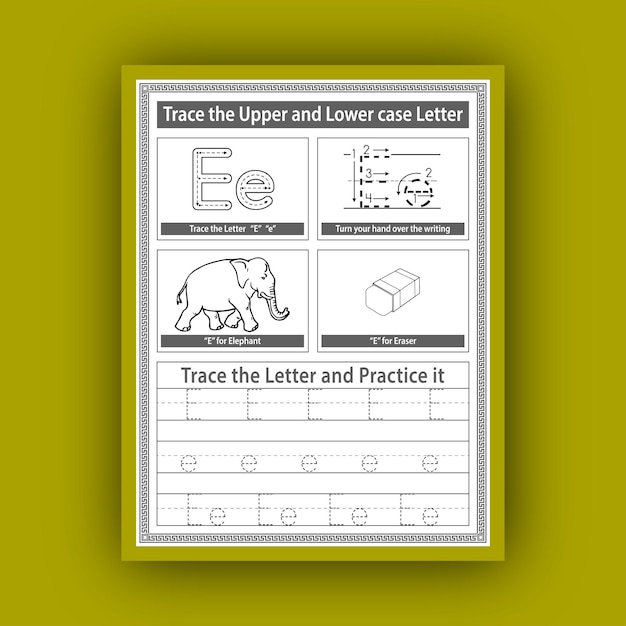 Vector alphabet tracing worksheet for kid