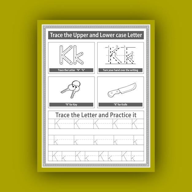 Vector alphabet tracing worksheet for kid