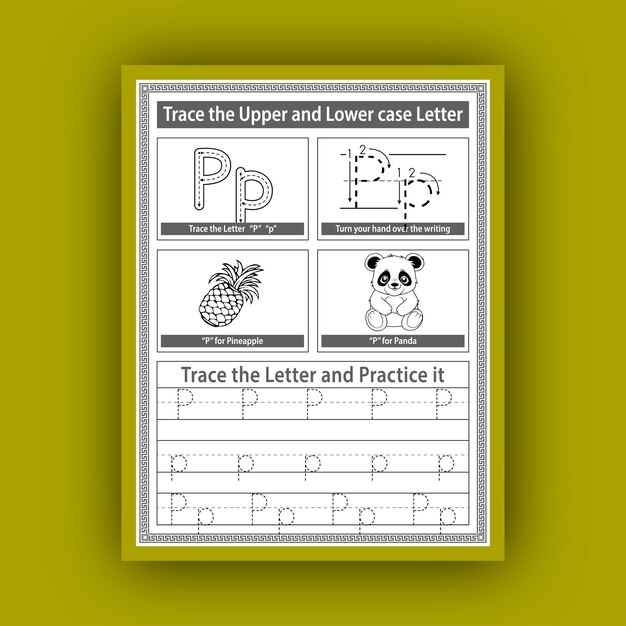 Vector alphabet tracing worksheet for kid