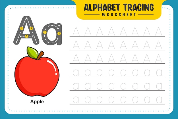 Alphabet Tracing Worksheet Letter A for Apple