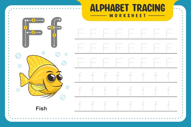 Alphabet Tracing Worksheet Letter F for Fish