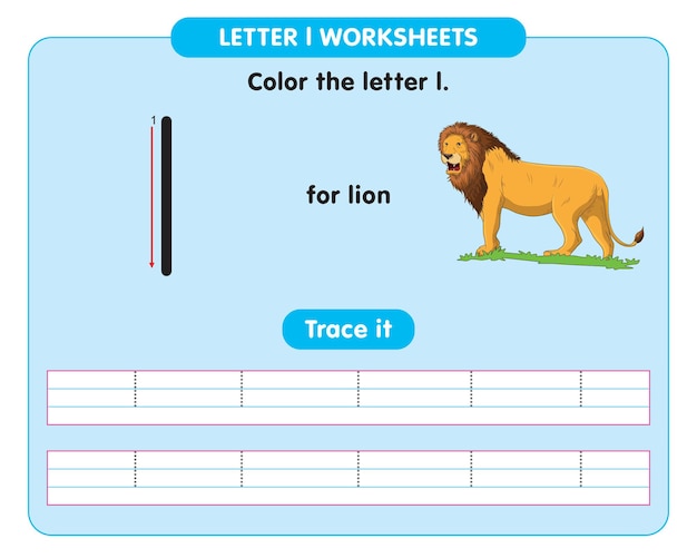 Alphabet tracing worksheet with letter l