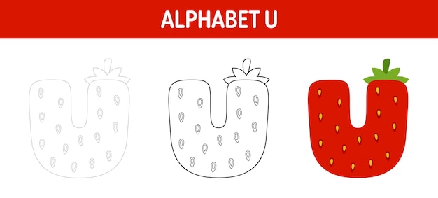 Alphabet U tracing and coloring worksheet for kids