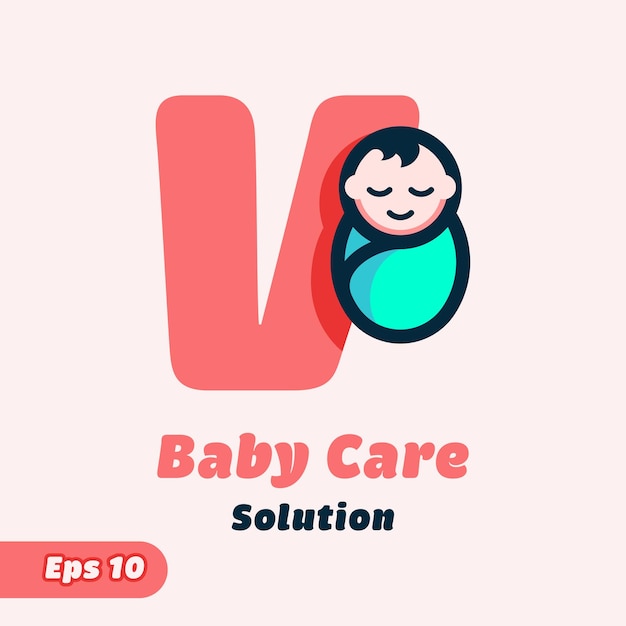 Alphabet V Baby Care Logo