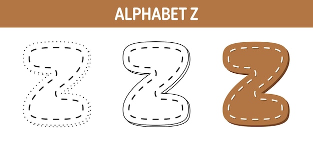 Alphabet Z tracing and coloring worksheet for kids