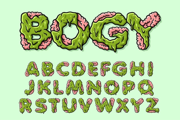 Alphabet zombie monster text vector