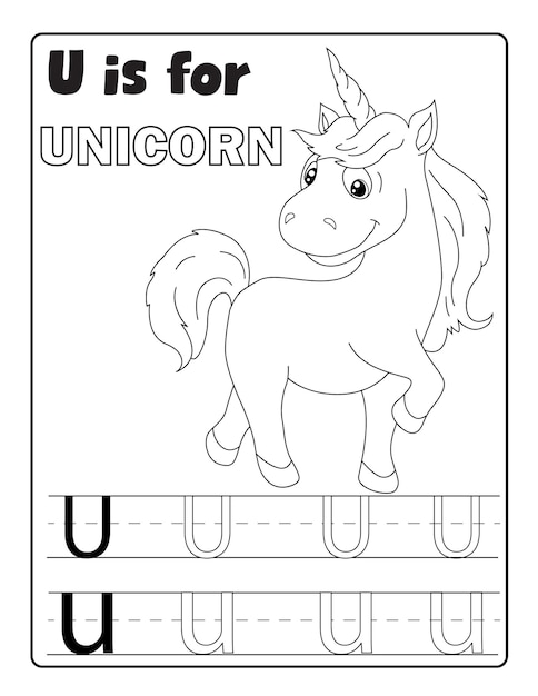 Alphabetical animal coloring and letter tracing coloring pages print ready vector