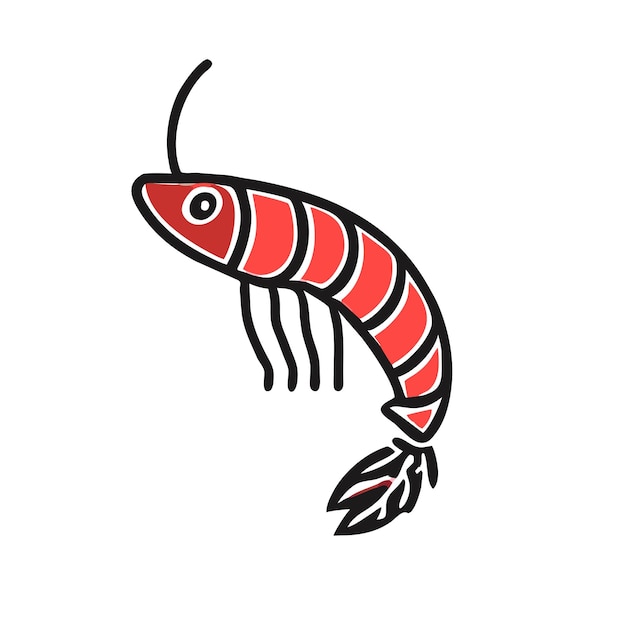 Alpheid Shrimp prawn brown icon vector illustration