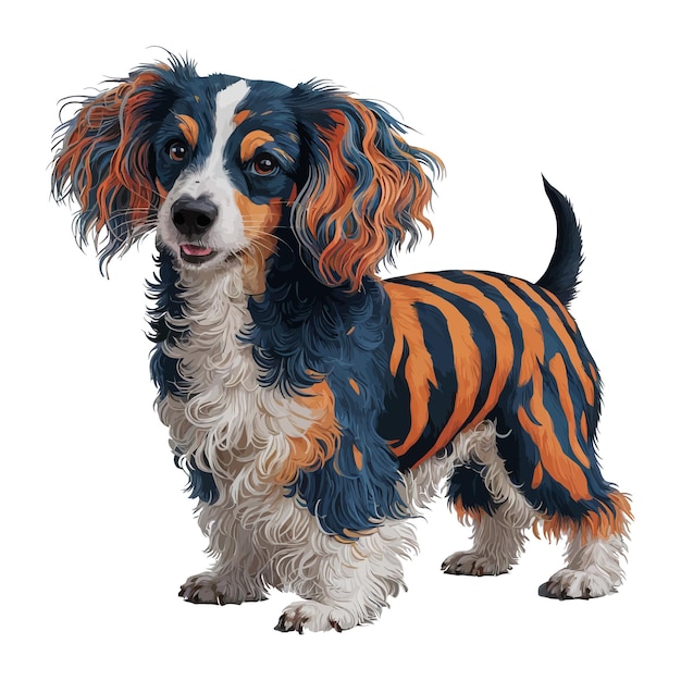 Alpine Dachsbracke dog swims vector kawaii