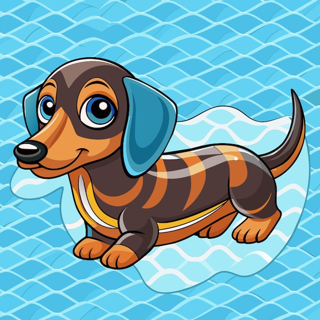 Vector alpine dachsbracke dog swims vector white background vector illustration kawaii