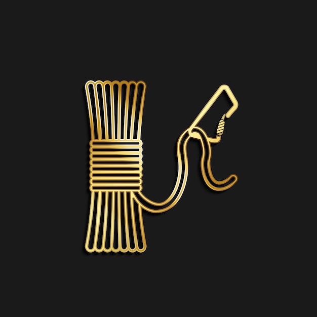 Alpinist rope icon gold icon Vector illustration of golden style on dark background