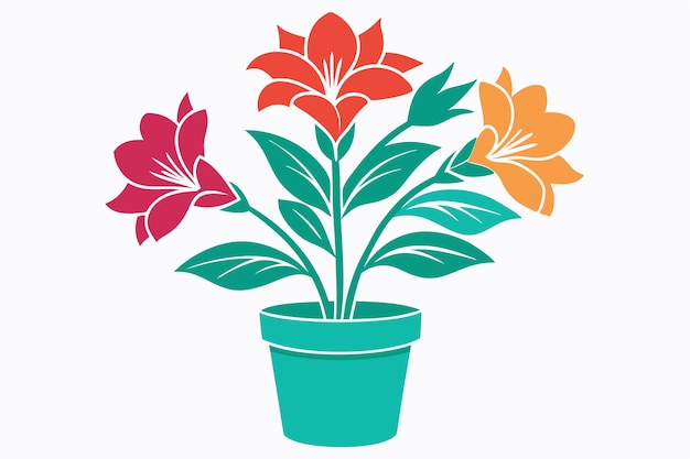 Alstroemerias with pot and white background T