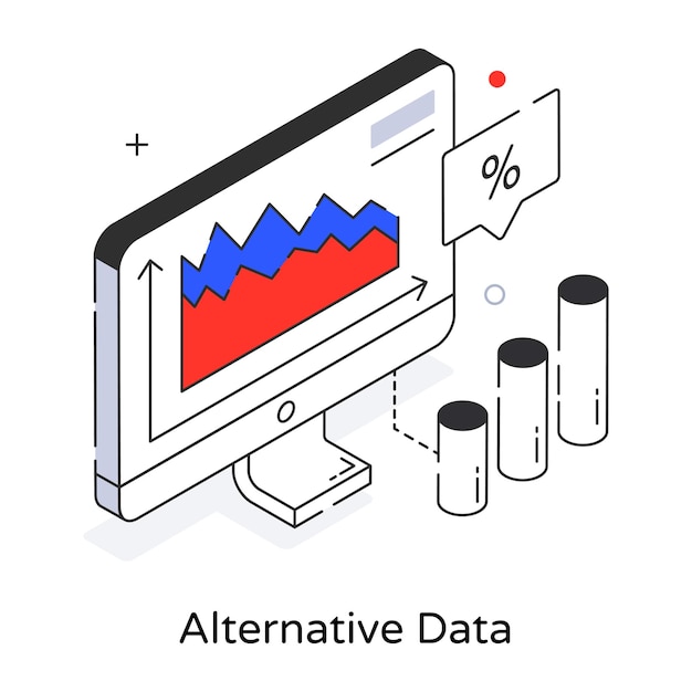 Alternative data outline isometric icon